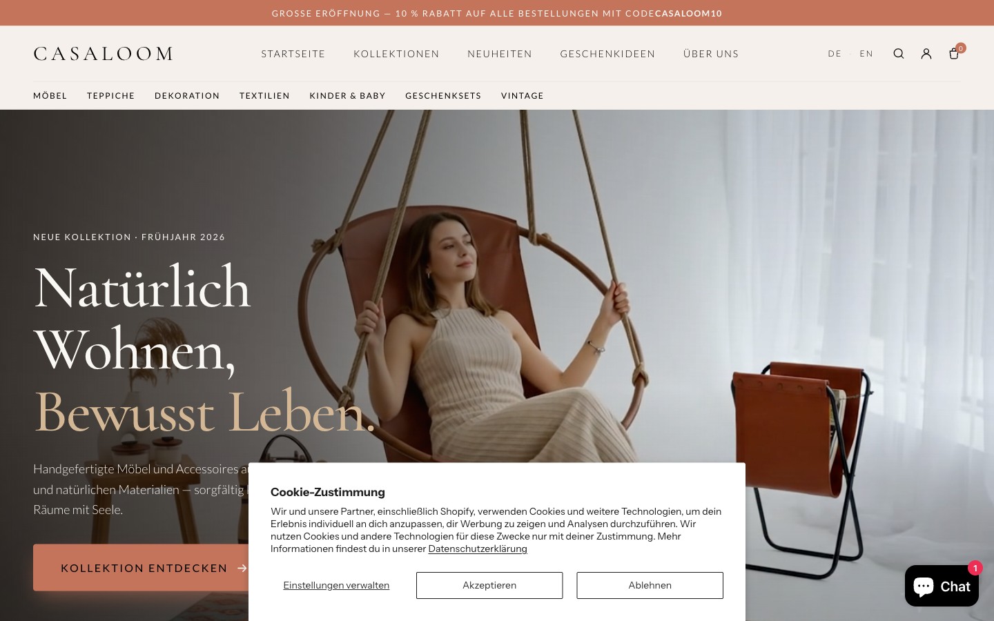 Casaloom Webseite Screenshot