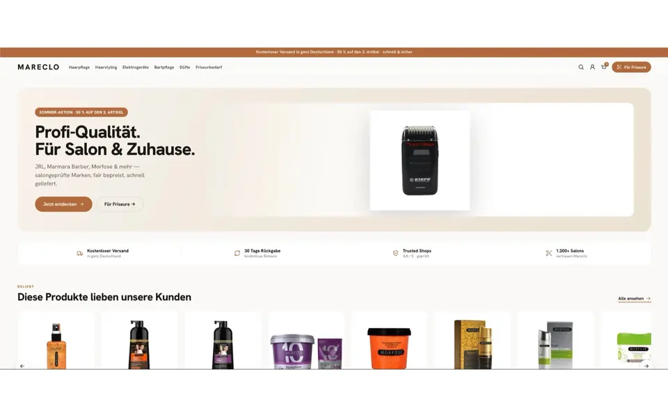 Mareclo: E-Commerce · Beauty & Friseurbedarf